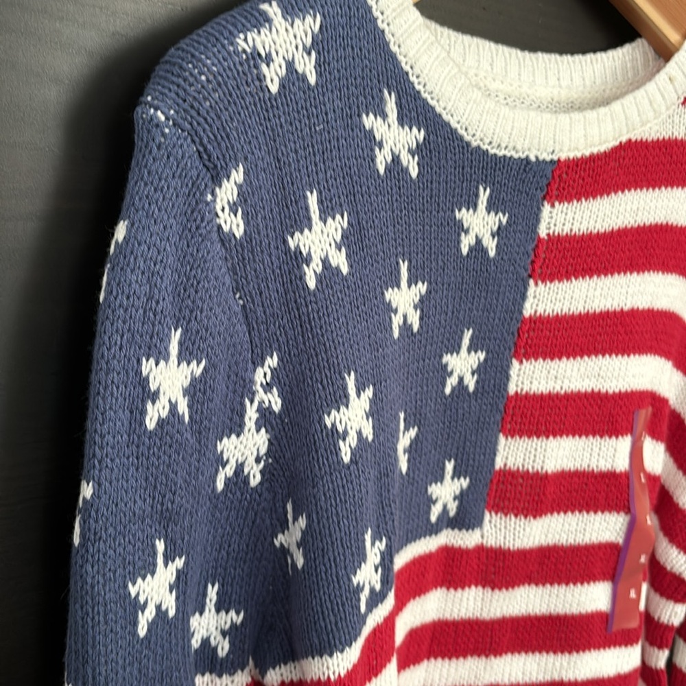 Grayson Threads American Flag Long Sleeve Lightweight Knit Sweater - Picture 8 of 15